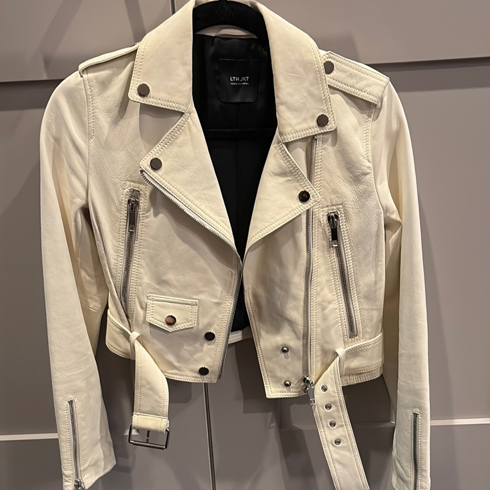 White Leather Moto Jacket